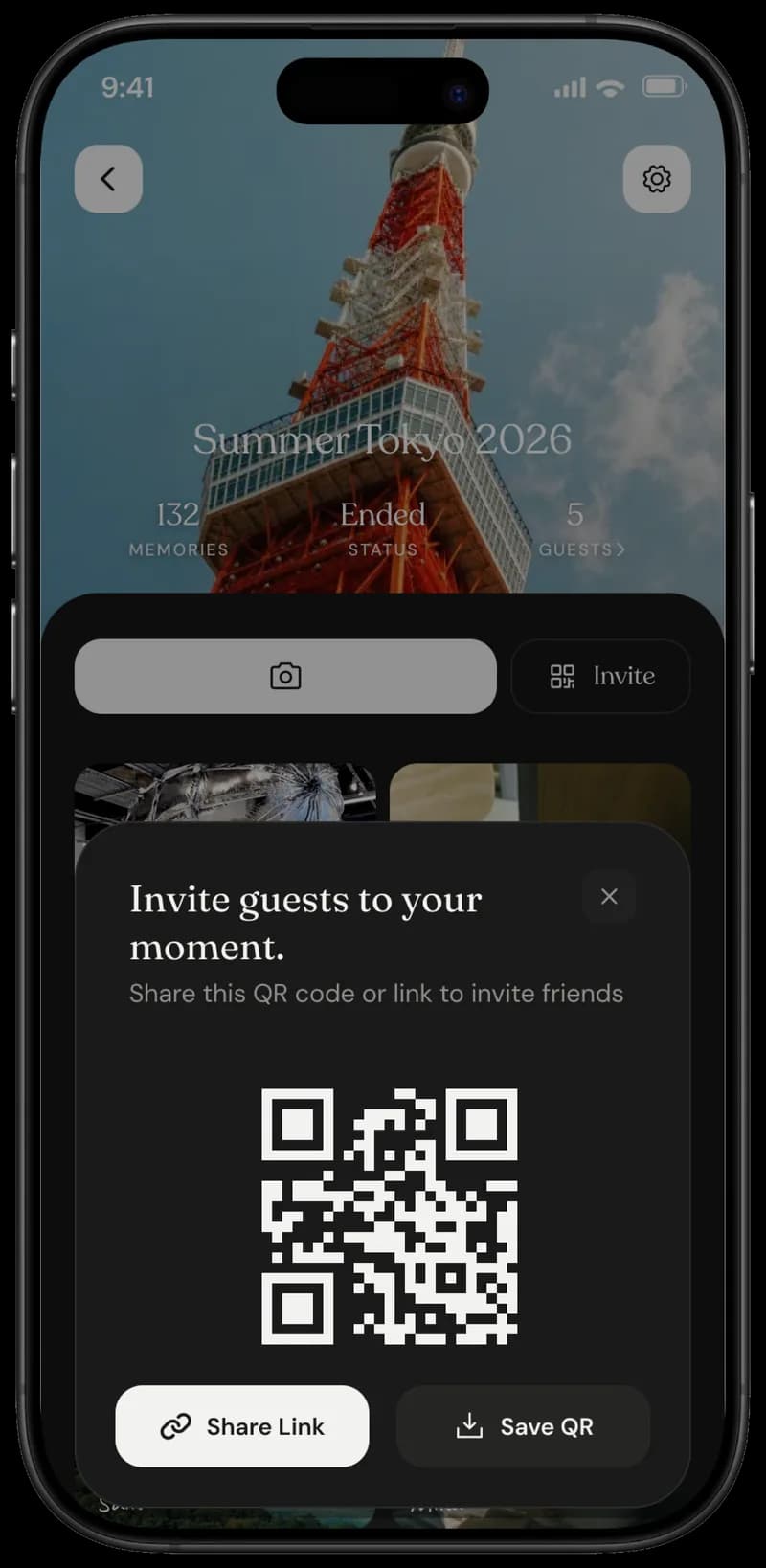 Keeps Share QR screen